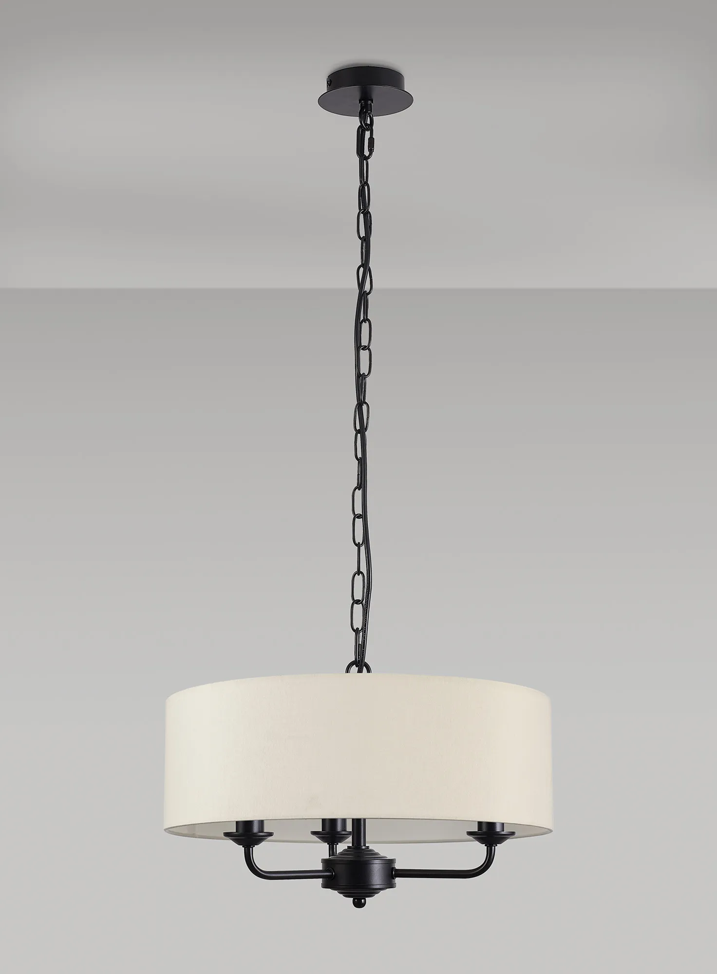 Banyan 45cm 3 Light Pendant Matt Black, Ivory Pearl DK1016  Deco Banyan MB IV